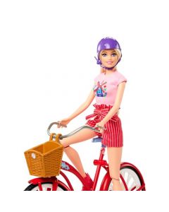 Barbie, Set de Juego Bicicleta con Muñeca y Perrito, para Niñas de 3 Años en Adelante, Mattel