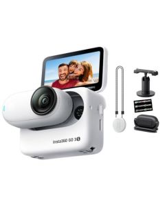 Insta360 GO 3S Blanco (128 GB) - Cámara de acción pequeña y ligera de vídeo 4K, portátil y versátil, POV manos libres, montaje en cualquier lugar, estabilización, cápsula de acción multifuncional,