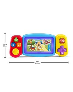 Fisher-Price Ríe y Aprende Juguete para Bebés Videojuego Portátil Aprende Conmigo con Canciones y Frases educativas Que enseñan a Contar, Las Formas y los Colores para bebés de 9 Meses en adelante