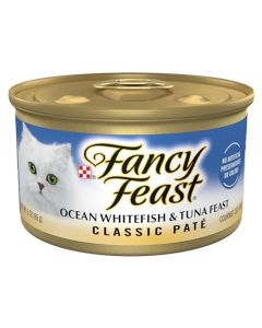 Purina Fancy Feast Grain Free Pate Wet Cat Food, Classic Pate Ocean Whitefish & Tuna Feast - (24) 3 oz. Cans