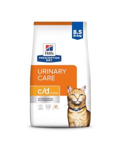 HILL'S PRESCRIPTION DIET c/d Multicare Urinary Care with Chicken Dry Cat Food, Veterinary Diet, 8.5 LB. Bag (Packaging May Vary)