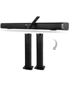 Lirgcuatro Barras de Sonido para TV, SoundBar de Sistema de Sonido Envolvente Estéreo 3D para Cine en Casa con 4 Bocinas, Soporte Bluetooth Inalámbrico, Disco U, Control Remoto para TV, Teléfono