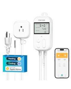 meross - driver de temperatura inteligente termostato para monitor de control de calefacción, refrigeración de 120 V, 15 A, 1800 W, funciona con Apple Home, Alexa, Google Home para la elaboración de