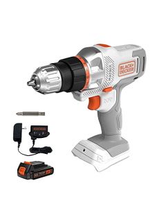 BLACK+DECKER - Kit de taladro/desarmador inalámbrico de matriz máxima de 20 V, blanco (BDCDMT120WC1FF)