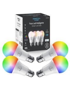 Focos Inteligentes Led Wi-Fi RGB+ Luz Blanca Fría y Cálida 806 Lumens, Focos Led Socket E27 9w dimeable, compatible con Alexa y Google assistant, Control desde la App Tuya & Smart Life. (4 Pack)