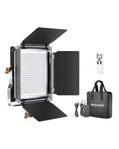 NEEWER Avanzado 2,4G 480 LED Video Luz, Panel LED Bicolor Regulable con Pantalla LCD y Control Remoto Inalámbrico 2,4G para Fotografía Video Estudio con Soporte en U de Metal y Puerta de Granero