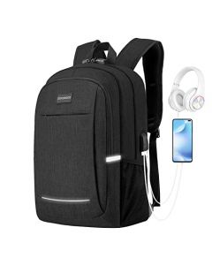 DOXUNGOO Mochila para portátil, Mochila antirrobo Unisex con Bloqueo Mochila portátil Delgada con Puerto de Carga USB y Puerto para audífonos para Mujeres y Hombres, hasta 15.6 Pulgadas