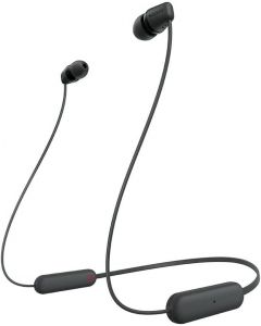 Sony WI-C100 - Audífonos inalámbricos intraauriculares con Banda para el Cuello y micrófono para Llamadas con Manos Libres, Negro, WIC100/B (Versión Nacional)