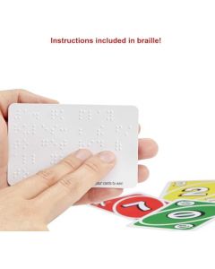 Mattel Games UNO Juego de Cartas Braille para niños y Adultos con Cartas Especialmente diseñado para Jugadores Ciegos y de Baja visión