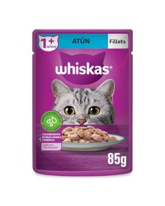 Whiskas Alimento Húmedo para Gatos, Sabor Filetes De Atún 85g c/u. Paquete de 24 Unidades