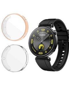 TIMELI 2Piezas Mica Protector Compatible con Huawei Watch GT4 41mm,TPU Funda Protectora Caso para Huawei Watch GT4 de 41mm (para Huawei Watch GT4 de 41mm, Oro Rosa+Transparente)