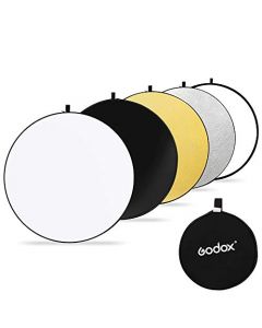 GODOX Reflector de luz de disco portátil redondo plegable 5 en 1 de 81,3 cm con bolsa para estudio y fotografía, dorado, plateado, negro, blanco, translúcido