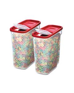 Rubbermaid Tapas modulares de alta calidad, conservador de cereales, paquete de 2, apilamiento de 18 tazas, contenedores de almacenamiento de plástico que ahorran espacio, transparentes