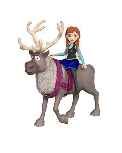 Disney Frozen Minis Anna y Sven Muñeca pequeña con reno de juguete, +3 años (Mattel HLX03)