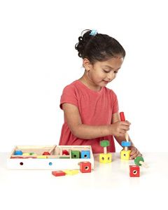 Melissa & Doug Juego de Construcción con Tuercos y Tornillos Para Niños, Juguete de Madera en una Caja, Juguete de Desarrollo (48 Piezas)