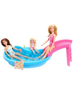 Barbie Set de Juego Alberca Glam con Muñeca para niñas de 3 años en adelante