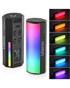 ULANZI - Varita de luz de mano, luz LED RGB de 360° para fotografía, mini barra de luz recargable de 2000 mAh para grabación de video, luz de cámara regulable de 2500-9000 K con LCD, soporte magnético