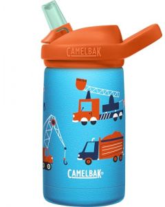 CamelBak Eddy+ - Botella de agua para niños con popote, acero inoxidable aislado, a prueba de fugas cuando está cerrado, 12 onzas, construcción y grúas