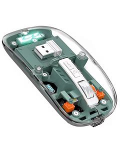 vantisan Mouse Inalámbrico Transparente,Mouse Bluetooth 5.1 con Receptor USB,Mouse Inalámbrico Recargable de 3 Modos (5.1/5.1/2.4G), 4 Niveles dpi, Silencioso Click para Portátil, PC, iPad, Mac- Verde