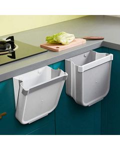 Contenedor de basura sin perforaciones Bote de basura Cubo de basura Cocina plegable(Trumpet-white)