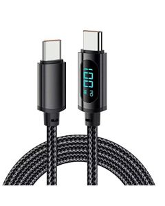 JESWO 1M Cable USB C a USB C (100W/5A), Cable Tipo C Carga Rapida con Pantalla LED, Cable Tipo C PD Aleación de Aluminio Nylon Trenzado Compatible con MacBook Air Pro, iPad, Chromebook Galaxy Pixel