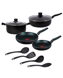 T-FAL Bateria de cocina de 10 piezas Vital ¡Todo lo que necesitas para tu cocina! Tecnología Thermo-Señal, antiadherente 100% seguro para tu salud, 391200BAT24