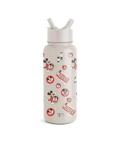 Simple Modern - Botella de agua con popote de Disney, metal de acero inoxidable con aislamiento al vacío, reutilizable, sin fugas, para deporte, viajes, Summit Collection, 946 ml, Mickey Mouse Club