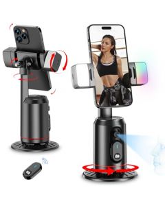 GURIGHT Estabilizador para Celular de Seguimiento Facial,Sobremesa Soporte para Selfie Tripode con luz de Relleno RGB y Blanca,Seguimiento Inteligente y Control de Gestos Rotación de 360°,sin App