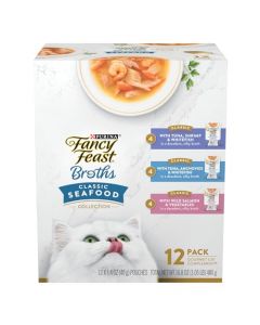 Purina Fancy Feast Caldos para Comida húmeda para Gatos Adultos, Classic, Classic Variety Pack, (12) 1.4 oz. Pouches