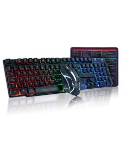 BNFU Kit Teclado y Mouse Gamer, Teclado Mecánico Español con Cable y RGB Retroiluminado, Mouse Gamer con Mousepad, Kit Gamer, Mouse Gamer Ideal para Juego y Trabajo para PC Windows 7, 8, 10 o Mac OS