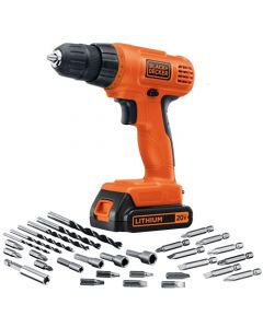 BLACK+DECKER 20 V MAX* POWERECONNECT Taladro/desarmador inalámbrico + 30 piezas. Kit (LD120VA).