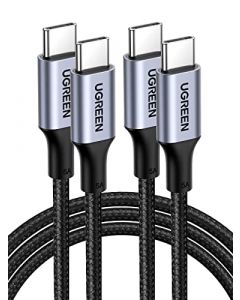 UGREEN 100W Cable USB Tipo C a C 20V 5A, 2M 2 Unidades Cable Carga Rápida Type C Compatible con MacBook Pro, MacBook Air, iPad Pro, Galaxy S23 Ultra/22/S23+, Galaxy Note 20/10, Huawei Mate P40/30/20