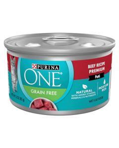 Purina ONE SmartBlend Wet Cat Food, Premium Pate, Classic Beef Recipe, 3-Ounce Can, Pack of 24