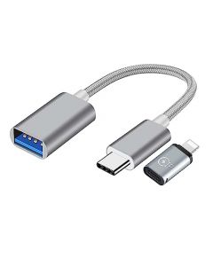 Yeelewo Adaptador USB C, Cable OTG de USB Tipo C Macho a USB 3.0 Hembra, Adaptador USB C a Lightning, USB a USB C Compatible con MacBook Pro/Air,Samsung Galaxy, Google Pixel y Más