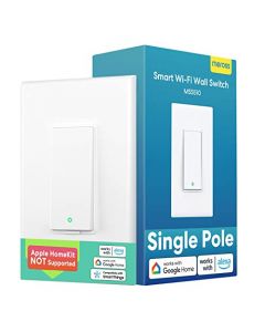 Meross Interruptor de luz inteligente, compatible con Alexa, Google Assistant y SmartThings, interruptor de pared WiFi de un solo polo, necesita cable neutro, control remoto, horarios, no necesita