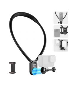 NEEWER Soporte Móvil Cuello Magnético con Clip Compatible con GoPro Hero 12 11 10 MAX dji Action 4 Insta360 iPhone Samsung, Accesorios Liberación Rápida POV Action CAM Collar Montaje Vlog, GP15