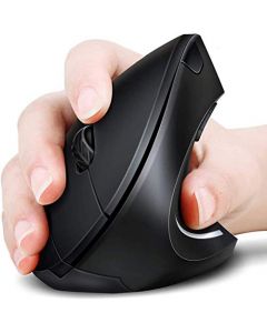 TECHVIDA Ratón ergonómico Vertical inalámbrico Recargable, USB de 2,4 G, ratón Vertical, 800/1200/1600 dpi con 3 Niveles Ajustables y 6 Botones para computadora, Laptop, PC, MacBook-Negro