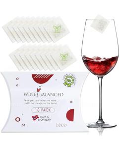 Eliminador de sulfito de vino orgánico para prevención de alergias de vino con todos los ingredientes naturales, mejor que los remedios de prevención de resaca y filtros de vino para detener dolores de cabeza de vino tinto, náuseas IBS (18 paquetes)