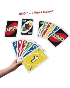 Mattel Games Juego de Cartas Familiar Gigante UNO con 108 Cartas de Gran tamaño e Instrucciones (Idioma español no garantizado), Gran Regalo para niños a Partir de 7 años