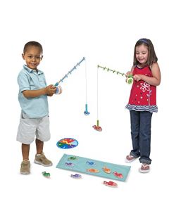 Melissa & Doug Captura y Cuenta Juego de Pesca, Juguete de Madera, Juego Magnético, Juguete de Desarrollo (2 Cañas y 10 Peces Magnéticos)