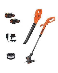 BLACK + DECKER 20 V MAX* POWERCONNECT 10 Pulgadas. Cortadora de Cuerdas inalámbrica/bordeadora 2 en 1 + Kit Combinado de barredora (LCC222)