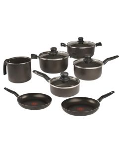 T-FAL Bateria de Cocina de 11 piezas Vital Negra con Antiadherente Easy Plus evitará que tus alimentos se peguen al cocinar, ¡Todo lo que necesitas para tu cocina! 226100