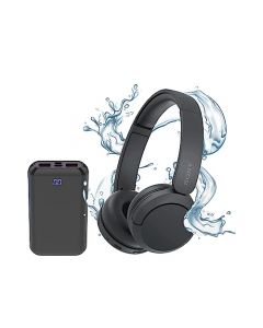 Sony WH-CH520 - Auriculares inalámbricos Bluetooth intrauditivos compactos y fáciles de transportar con micrófono (negro) paquete con accesorio para auriculares inalámbricos (2 artículos)