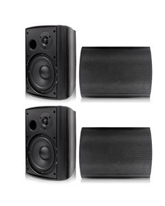 Herdio Bocinas para Exterior, 6,5 Pulgadas 800W 2 Vías Altavoces Bluetooth para Exteriores, Impermeable, Amplificador Superior, Amplia Cobertura De Sonido Estéreo, para Patio Jardín, 2Pares Negro