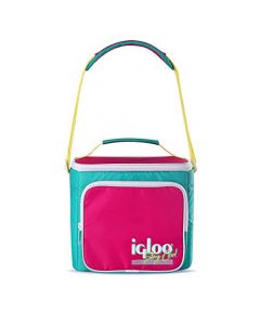 Igloo 90s Retro Collection - Lonchera cuadrada con bolsillo frontal y correa ajustable, color neón