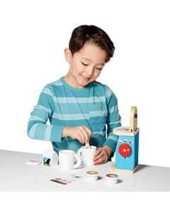 Melissa & Doug Juego de Cafetera para Preparar y Servir Café, Accesorios de Cocina, Juguete de Madera, Juego Imaginativo (11 Piezas)