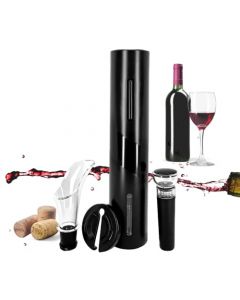 PVBN Abridor de vino eléctrico, kit de accesorios de vino, cortador de papel de aluminio para botellas de vino, tapones de vino al aspiradora con sacacorchos, juego de 4 piezas