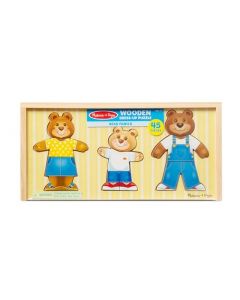 Melissa & Doug Rompecabezas Para Vestir Familia de Osos, Prendas de Vestir Para Combinar, Juguete de Madera, Juguete de Desarrollo, Caja Robusta Para Almacenamiento (45 Piezas)