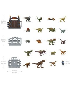 Mattel Jurassic World Dominion 2023 Calendario de Adviento de día festivo, cuenta regresiva de 24 días, sorpresa diaria de mini dinos, humanos y piezas de puerta