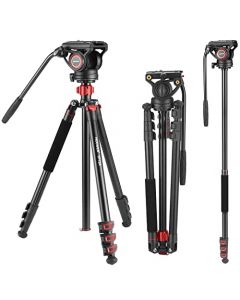 NEEWER Monopié de Trípode de Vídeo con Cabeza Fluida de 72",Placa QR Compatible con DJI RS Gimbal Manfrotto, 360° Panorámica e Inclinación de +90°/-70° para Videocámara DSLR, Carga Máxima de 6kg,TP72A